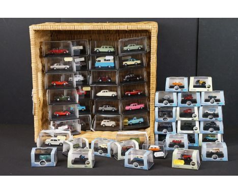 50 boxed / cased 1/76 scale Oxford diecast models to include mainly Railway Scale and N Gauge examples, to include Commercial