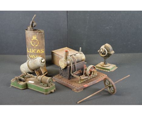 Mamod SE2 stationery live steam traction engine, together with an Electra stationery steam engine (missing flywheel), mechani