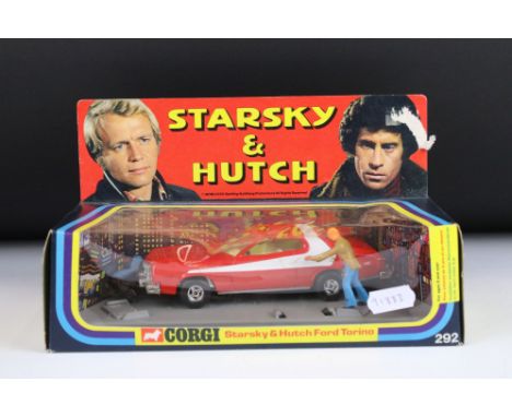 Boxed Corgi 292 Starsky &amp; Hutch Ford Torino diecast model 2 x figures (missing criminal, Starsky broken from base), dieca