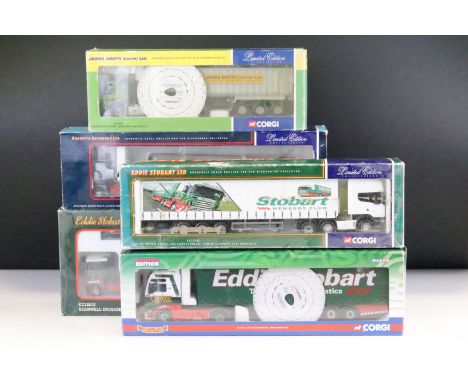 Five boxed ltd edn 1/50 scale Corgi haulage diecast models to include CC12509 Bassetts Roadways Ltd, CC13510 James Booth (Bol