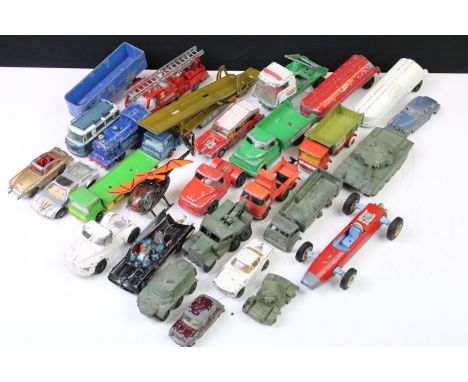 Collection of around 25 mid 20th C play worn diecast models to include Dinky, Corgi, Lone Star &amp; Matchbox, featuring Corg