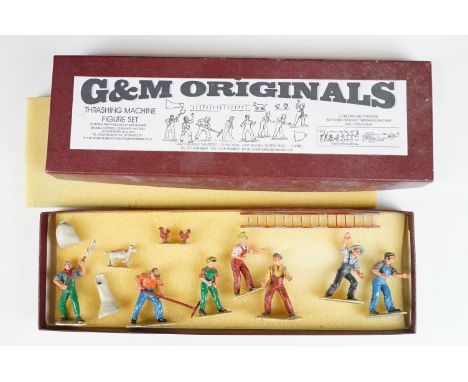 Boxed G&amp;M Originals Thrashing Machine metal figure set, 1/32 scale, with seven figures &amp; accessories, missing one fig