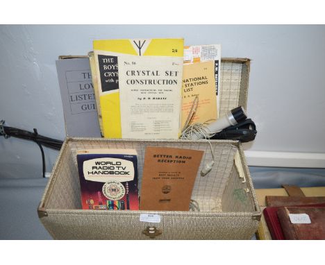 Vintage Case Containing Books, Pamphlets, Microphones, etc. 
