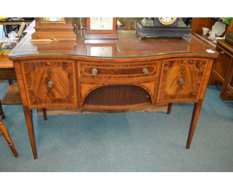 Serpentine Sideboard with Roller Door and Glass Top 