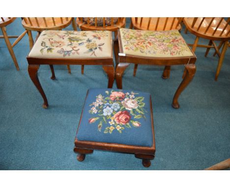 Three Stools with Tapestry Upholstery 