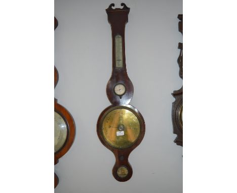 Georgian Banjo Barometer Signed "Nottingham Maker" on Inlaid Mahogany Mount 