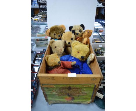 Vintage Fruit Crate Containing Teddy Bears and Soft Toys 