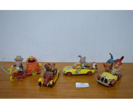 Four Corgi Magic Roundabout Noddy and Basil Brush Diecast Vehicles 