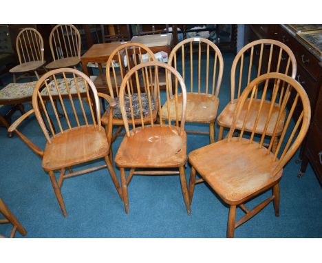 Five Ercol Spindleback Dining Chairs and One Carver 