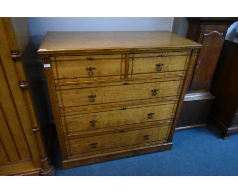 Ash Gothic Revival Style Two over Three Chest of Drawers with Crossband Inlay Detail 