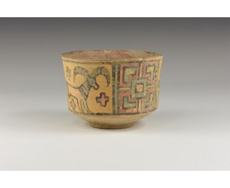 Indus Valley Mehrgarh Polychrome Cup with Gryphon and Ram. 3rd millennium BC. A large ceramic Nal culture storage jar with po
