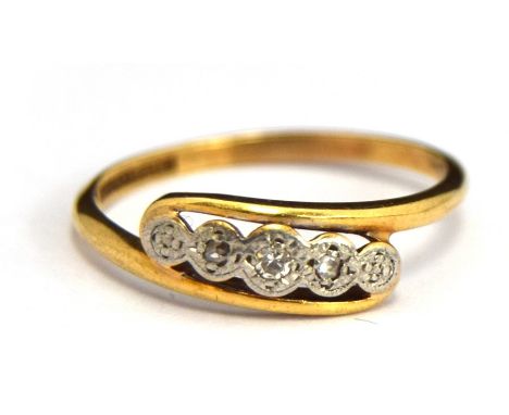 A 9ct Gold Diamond Ring set with 5 stones in an illusion setting, gross weight 2.4g, size R