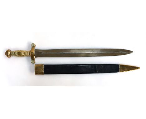 An antique French infantry sword/glaive, stamped to ricasso 'Talabot FS 1832, Paris', brass hilt inscribed '2358', and leathe