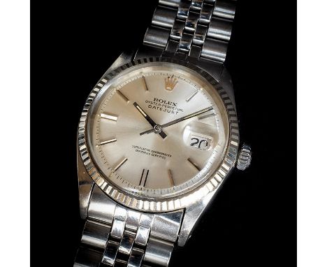 A FINE GENTLEMAN’S STEEL & WHITE GOLD ROLEX OYSTER PERPETUAL DATEJUST BRACELET WATCHCIRCA 1970s, REF 1601Movement: 26J, autom