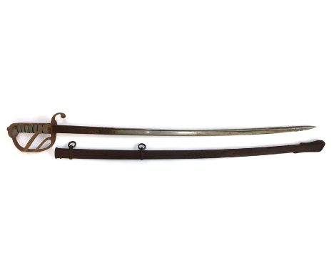 A WIlliam IV 1822 pattern officer's sword with pierced gothic style half basket hilt and scabbard, blade length 82cm