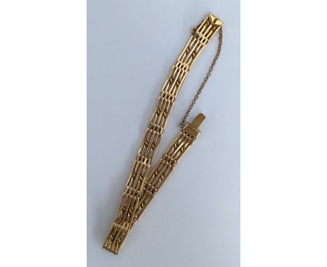 An early 20th century 15ct gold five bar gate link bracelet, 17g, 18cm length