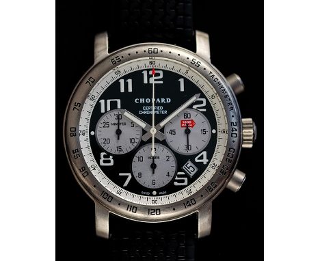 A CHOPARD MILLE MIGLIA B.R.G LIMITED EDITION TITANIUM CHRONOGRAPHCIRCA 2000, black carbon fibre dial, no. 585/1000, model 891