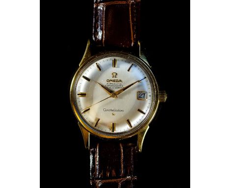 A FINE GENTLEMAN’S 18CT GOLD OMEGA CONSTELLATION CHRONOMETER WRIST WATCH CIRCA 1966, WITH DATE WINDOW, Movement: automatic ch