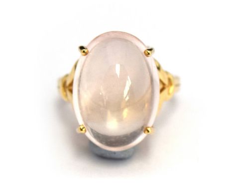A 9ct gold ring set with a rose quartz, gross weight 7g, size K