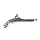 (S58) .500 Officers Flintlock Pistol, 10½ ins octagonal full stocked barrel, steel lock, , brass