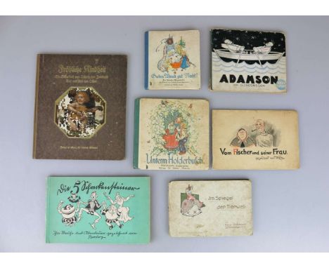 Konvolut Kinderbücher und Sagen, 7 Stück, 1. H. 20. Jh.: Guten Abend, gut' Nacht! Die schönsten Wiegenlieder, mit Bildern von