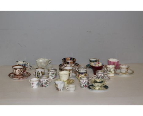 A selection of porcelain cabinet cups and saucers, various sizes, makers and designs.