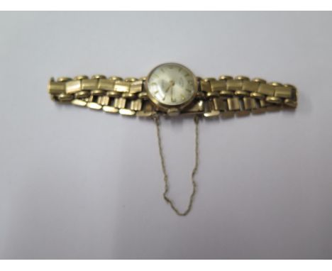 A hallmarked 9ct yellow gold ladies bracelet manual wind Rotary, not running, engraved back, total weight approx 17.3 grams 