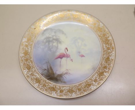 A Royal Worcester Flamingo decorated cabinet plate, 23cm diameter, in good condition 