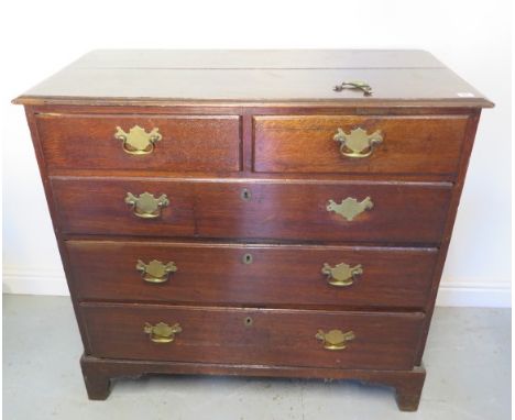 A 19th century oak five drawer chest on bracket feet, 99cm tall x 103cm x 49cm 