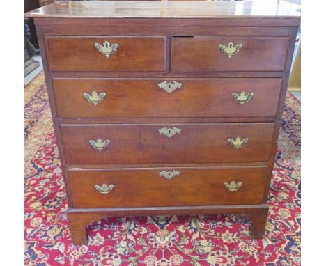 A 19th century and later oak five drawer chest on bracket feet, 108cm tall x 101cm x 48cm 
