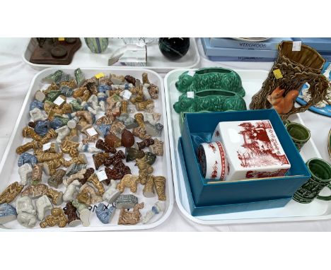 A large selection of Wade Whimsies (approx 110); a boxed Coalport 18th century style tea caddy; 6 pieces of Sylvac 