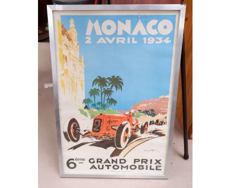 A framed poster for the Monaco 2 April 1934 Grand Prix Automobile 