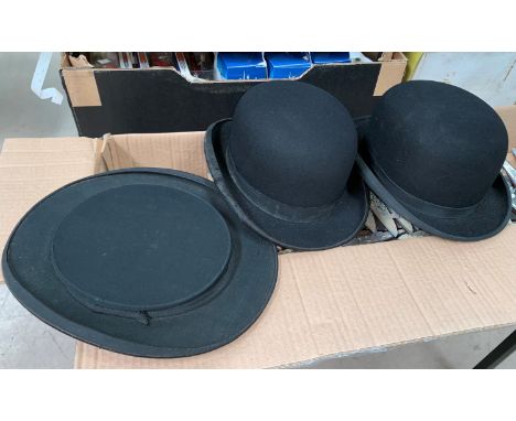 Two bowler hats and an opera hat 