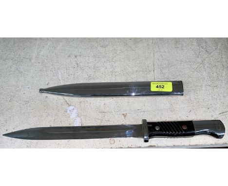 A German bayonet, WWII with chromed scabbard and blade 16'' 