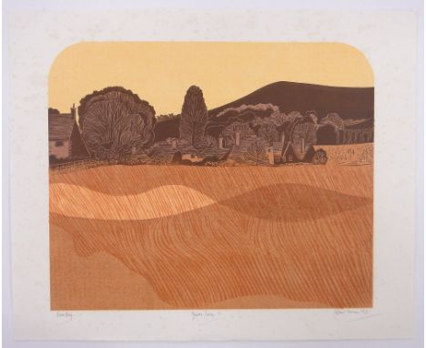 Robert Tavener,colour lino-cut print, Glynde, Sussex, artist proof, signed in pencil, i 17" x 20.5", unframed.