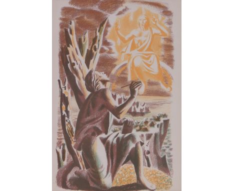 Hans Feibusch,colour lithograph circa 1950, Saint, 14" x 9.5", framed.