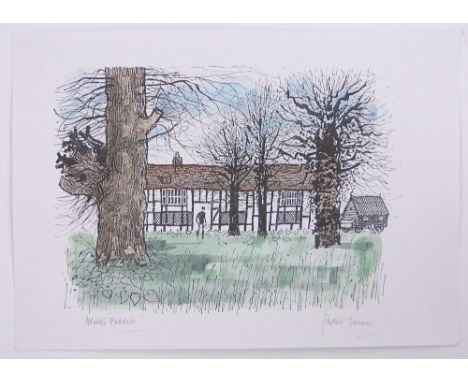 Robert Tavener,hand coloured lithograph, winter paddock, signed in pencil, sheet size 8" x 11.5", unframed.