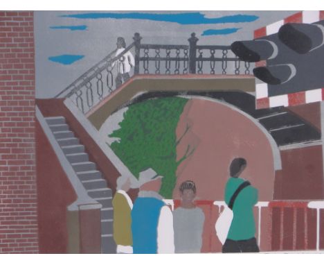 Peter Davies,colour lino-cut print, Poole, signed in pencil, dated 2009, no. 5/5, image size 12.5" x 16", framed.