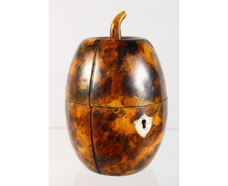A MELON WOOD TEA CADDY. 7ins high.