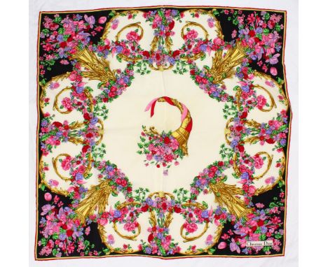 A CHRISTIAN DIOR FLORAL SILK SCARF.