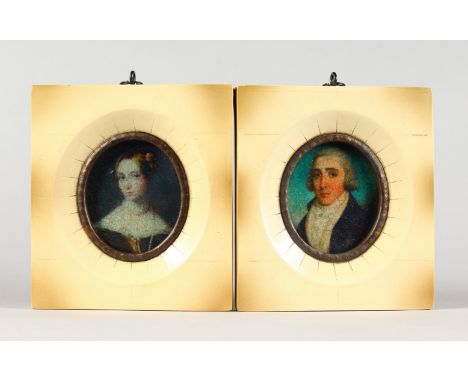 A PAIR OF PORTRAIT MINIATURES, portraits printed.