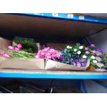 7 boxes of artificial bouquets and Buxus plants