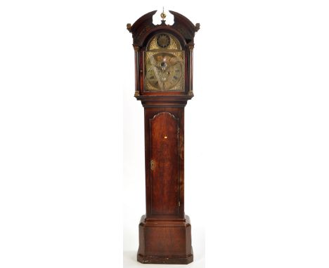 George Cleminson, Ulverston: a George III mahogany and banded longcase clock, with brass roman dial, with matted centre, ring