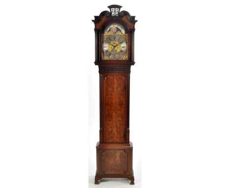 Harrison, Liverpool: a handsome George III mahogany longcase clock, the brass dial with silvered roman chapter ring with inne