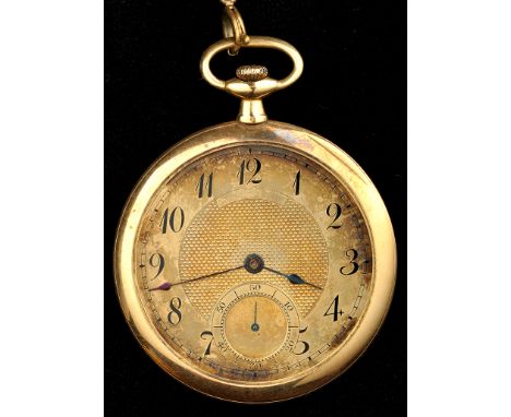 Wittnauer & Co: a yellow precious metal gentleman's pocket watch, stamped '18k', with matted arabic dial and subsidiary secon