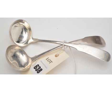 A George IV toddy ladle, by Forrests, Edinburgh 1824, fiddle pattern; and a George IV toddy ladle, by J.H. (with the mark of 