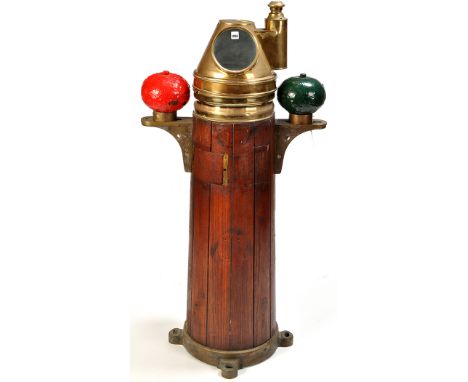An Australian ships binnacle compass, by Esdaile & Sons, Sydney, New South Wales, the compass mounted in a gimbal under brass