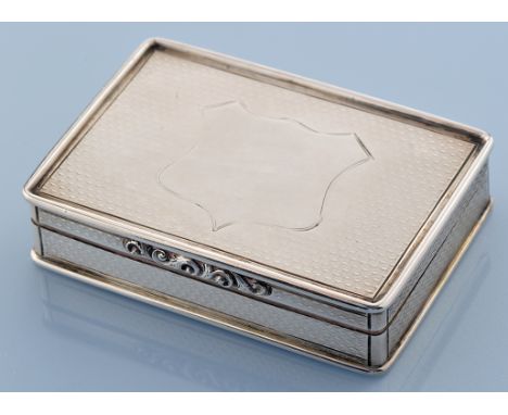 A Victorian snuff box, by Nathaniel Mills, Birmingham 1837, of rectangular engine turned form with vacant shield to cover, 3i