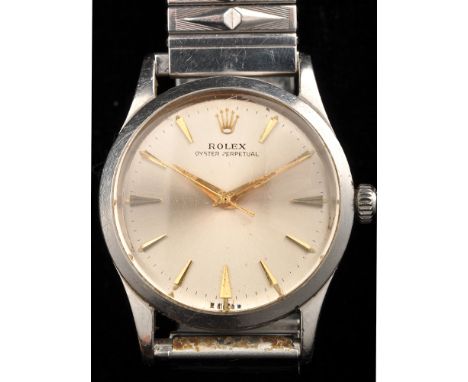 Rolex: a stainless steel Oyster perpetual wristwatch, 1960's, ref. 6532, serial no. worn, circular dial with arrow baton nume