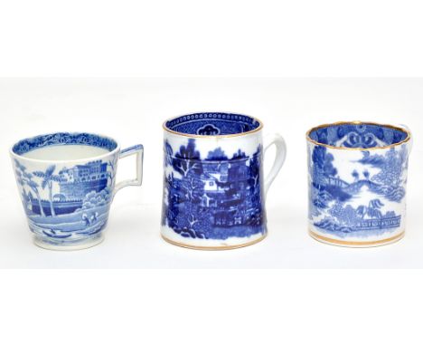 Fifteen-piece miniature blue and white tea service, comprising: teapot and cover, cream jug, sugar bowl, six tea bowls and fi
